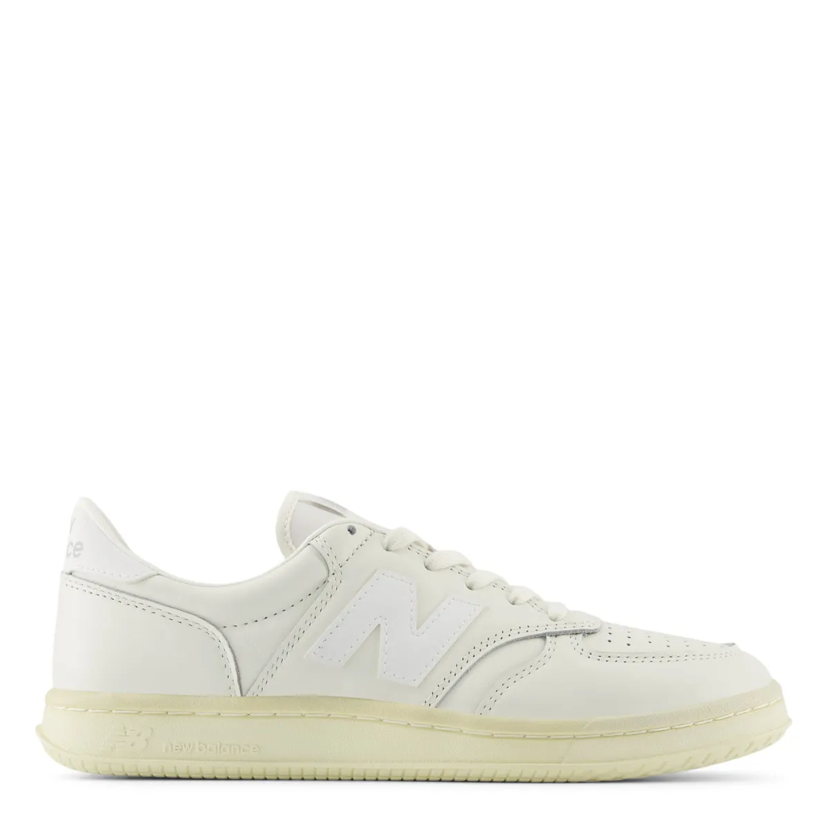 LightweightSole HeelSupport Lightweight Upper New Balance T500 in Sea Salt with White and Angora