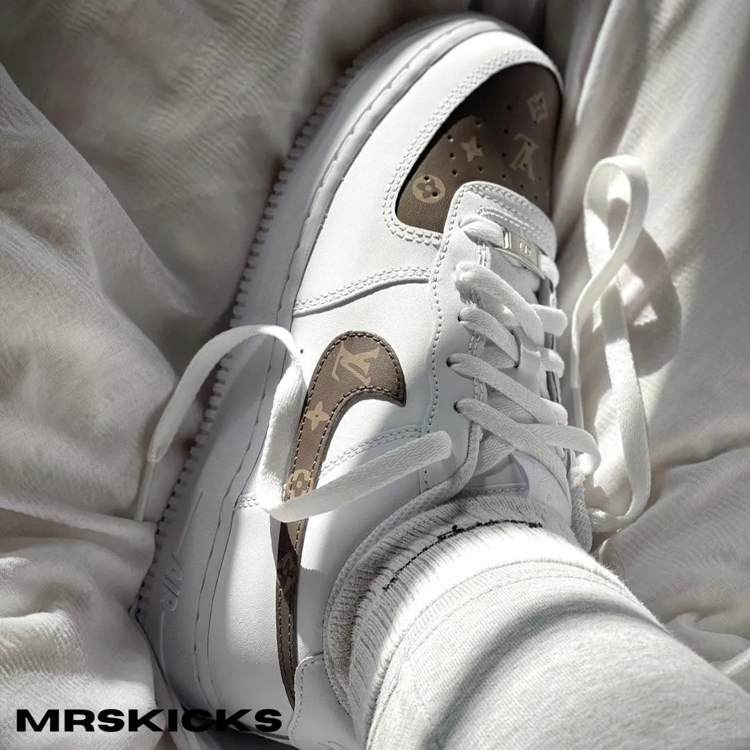 Custom Brown Lv Airforce 1 Versatile group walk