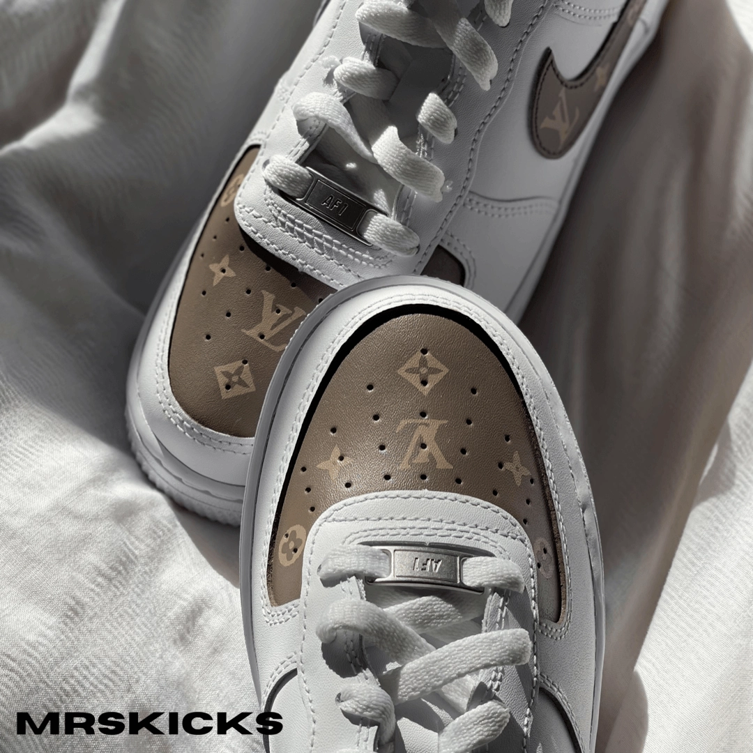 Custom Brown Lv Airforce 1 Airy Design Fiber Mix