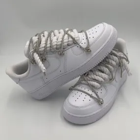 Elastic laces material Nike Air Force 1 ??Rope Laces White?? Triple Crystal Silver