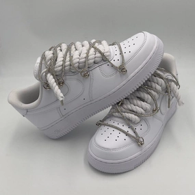 Elastic laces material Nike Air Force 1 ??Rope Laces White?? Triple Crystal Silver