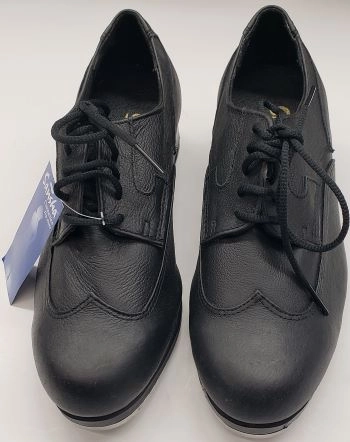 Wing-Tip -- Leather  Tap Shoe Oxford -- Black Classic Style Flexible Construction