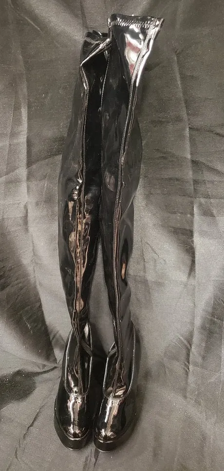 Camera Shade 5" Thrill -- Women's Thigh High Platform Dress Boot -- Black Patent