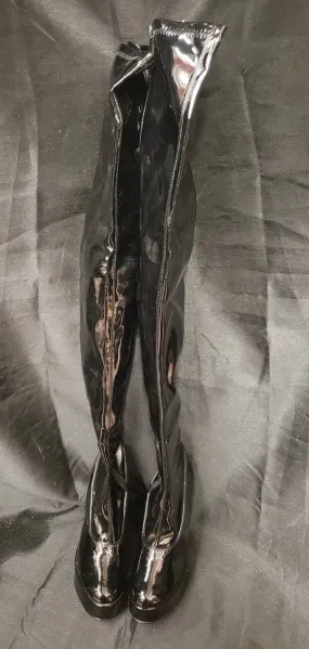 Camera Shade 5" Thrill -- Women's Thigh High Platform Dress Boot -- Black Patent