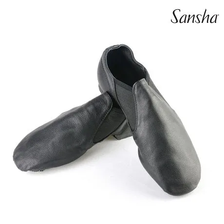 Daniel -- Leather Split Sole Jazz Shoe Slip-on, Suede Sole -- Black Forest Path