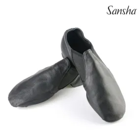 Daniel -- Leather Split Sole Jazz Shoe Slip-on, Suede Sole -- Black Hot Mood Beauty Walk