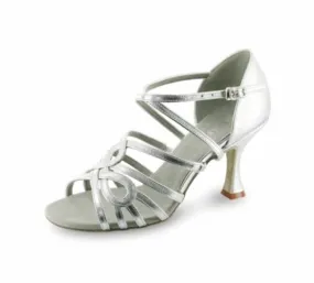2.5" Brenda -- Flare Heel Latin Sandal -- Silver City Edge