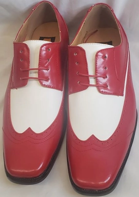 Meir -- Men's Dress Oxford -- Red/White Comfortable Style
