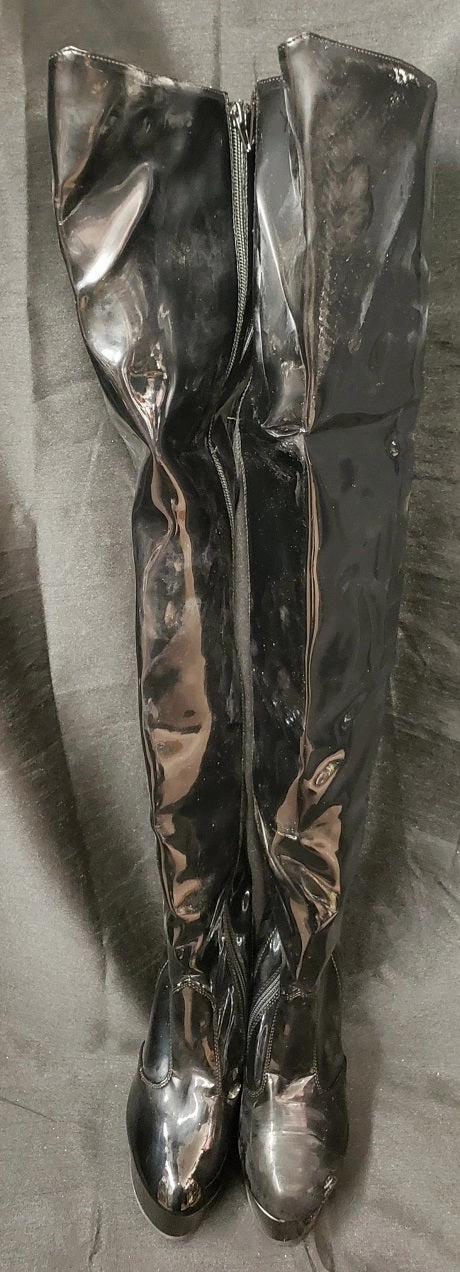 Walk Strong 6" Lainey -- Women's Thigh High Platform Boot -- Black Patent