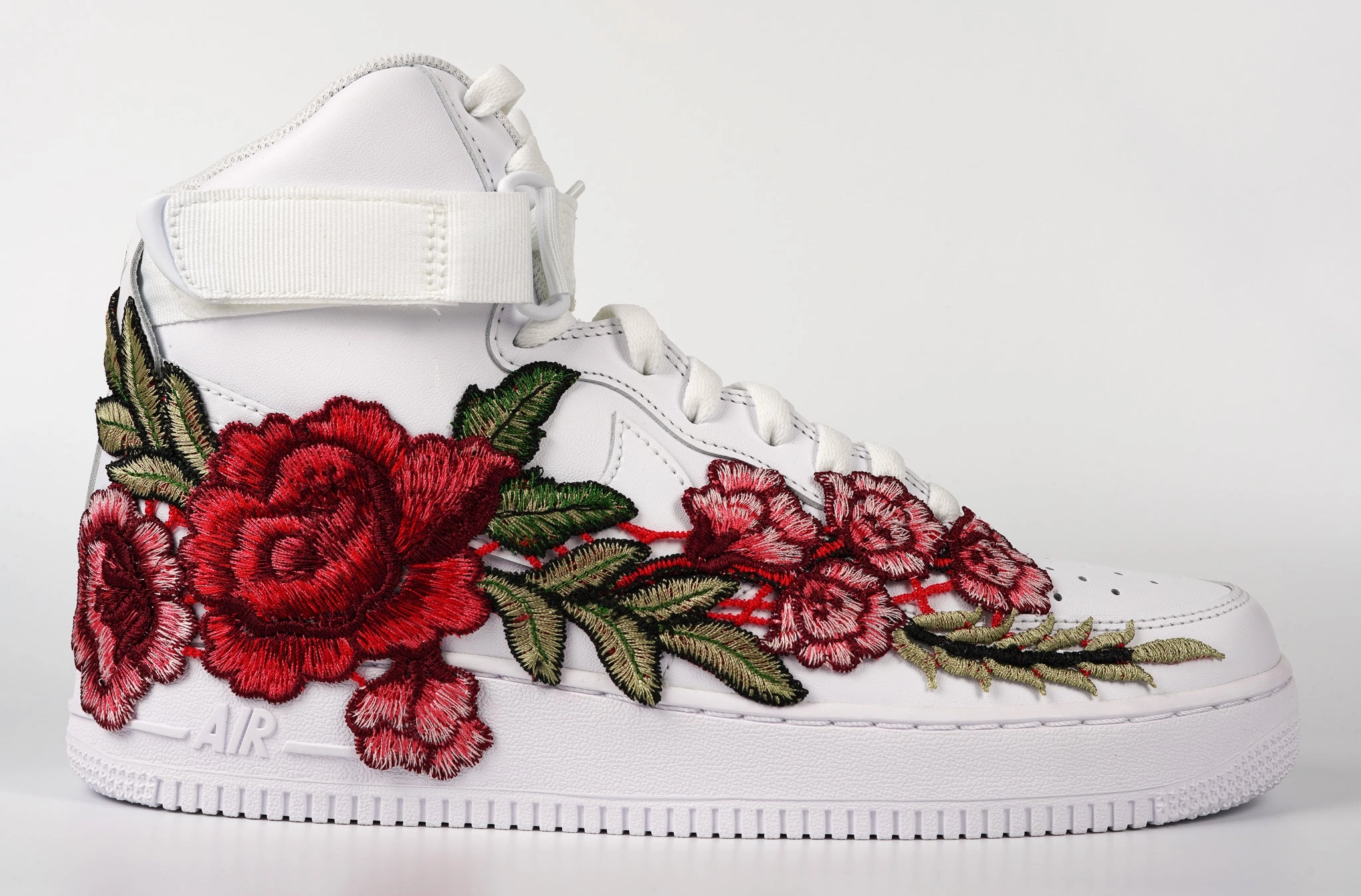 Air Force 1 Custom Shoes High Red Rose Flower Floral White Men Women Kids All Sizes AF1 Sneakers Cushioned Stride Bold
