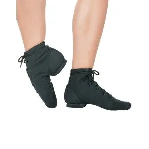 Moses -- Canvas Split Sole Jazz Boot, Suede Sole -- Black Functional Dream Walk