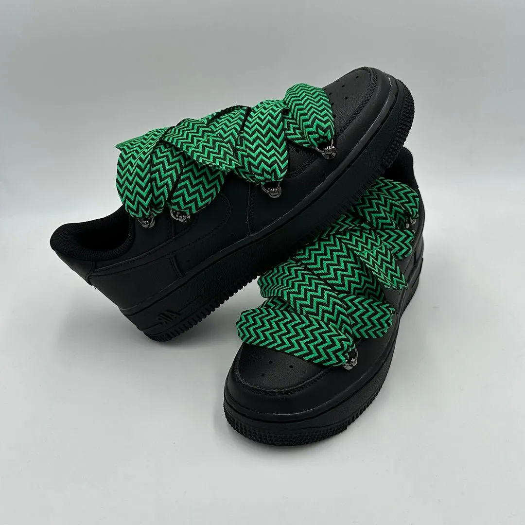 Suede Soft Viral Pop Nike Air Force 1 Black ??Lanvin Style Black & Green??