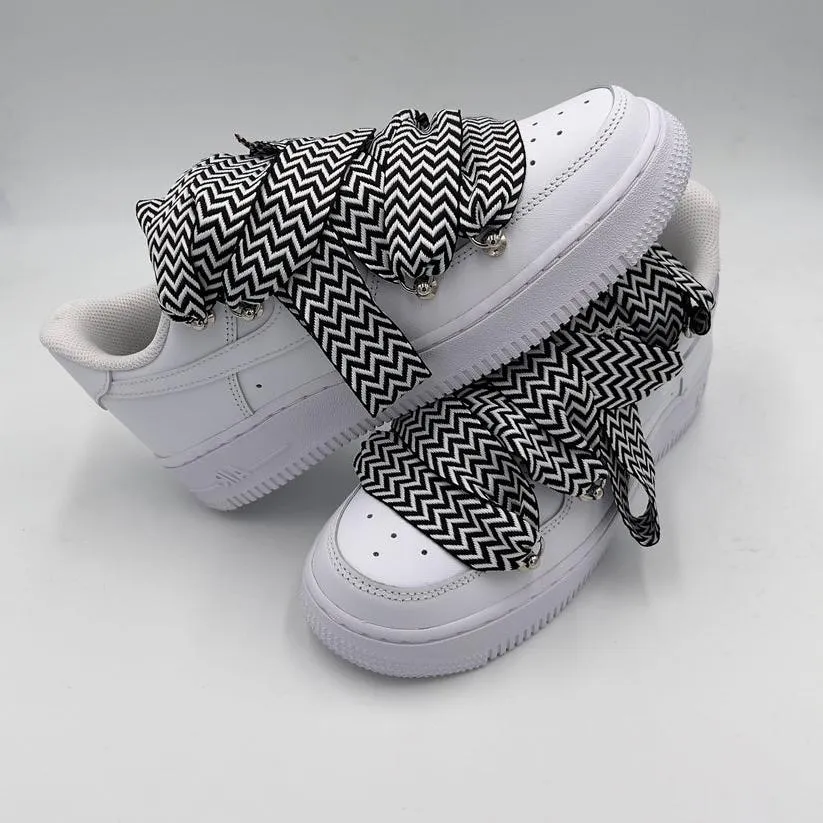 Nike Air Force 1 ??Lanvin Style Black & White" Stride Easy Fur Trim