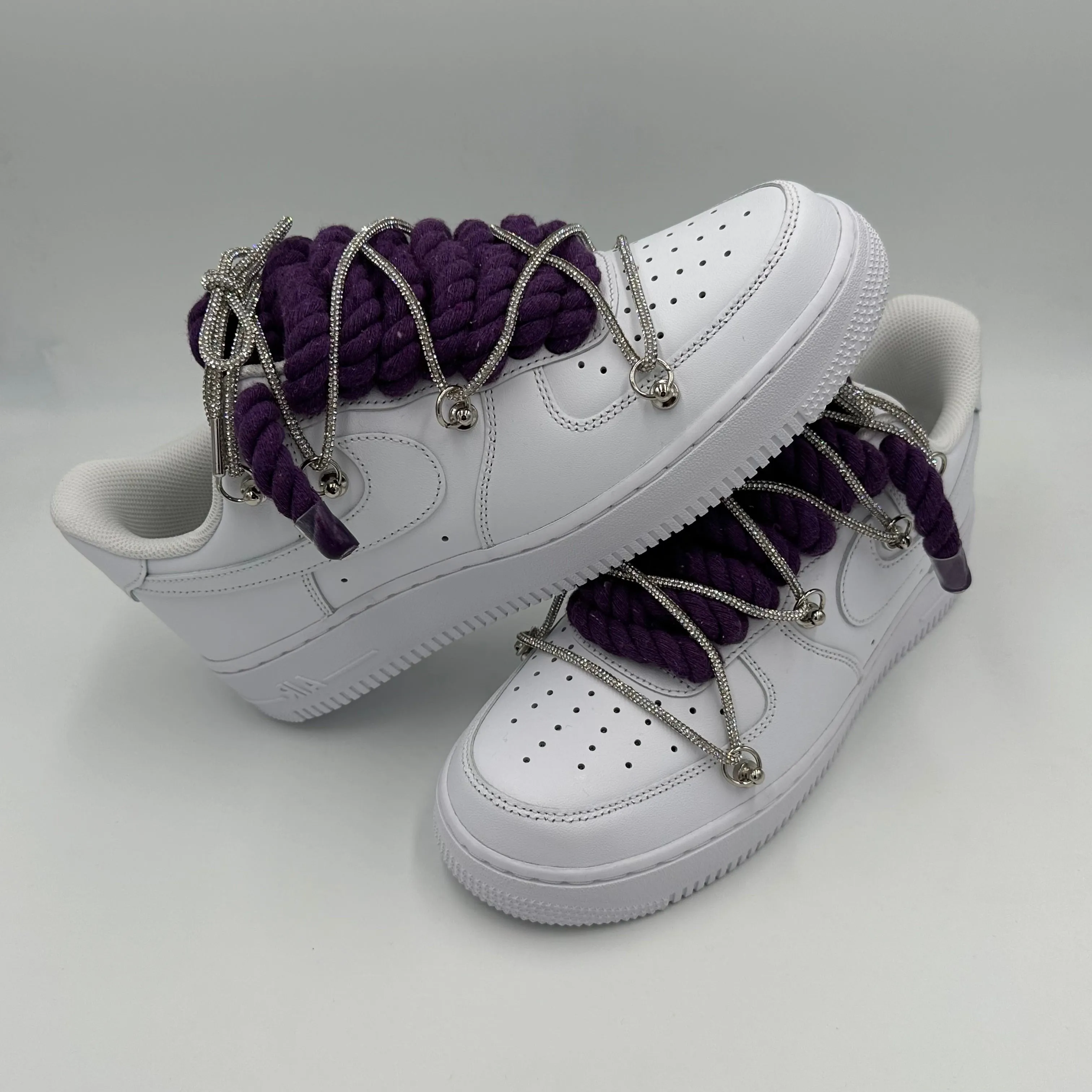 Nike Air Force 1 "Rope Laces Purple" Triple Crystal Silver Party Mood