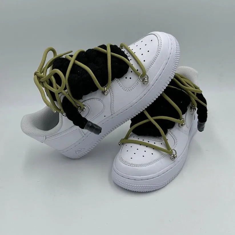 Nike Air Force 1 ??Rope Laces Black?? Triple Olive Color Pop