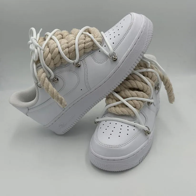 Nike Air Force 1 ??Rope Laces Cream" Triple White Sport Life Cold Safe