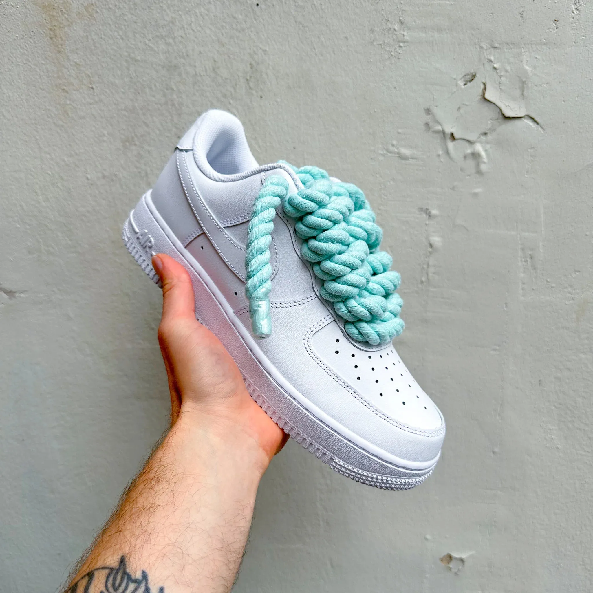 Slip Resistant Nike Air Force 1 ??Rope Laces Turquoise??