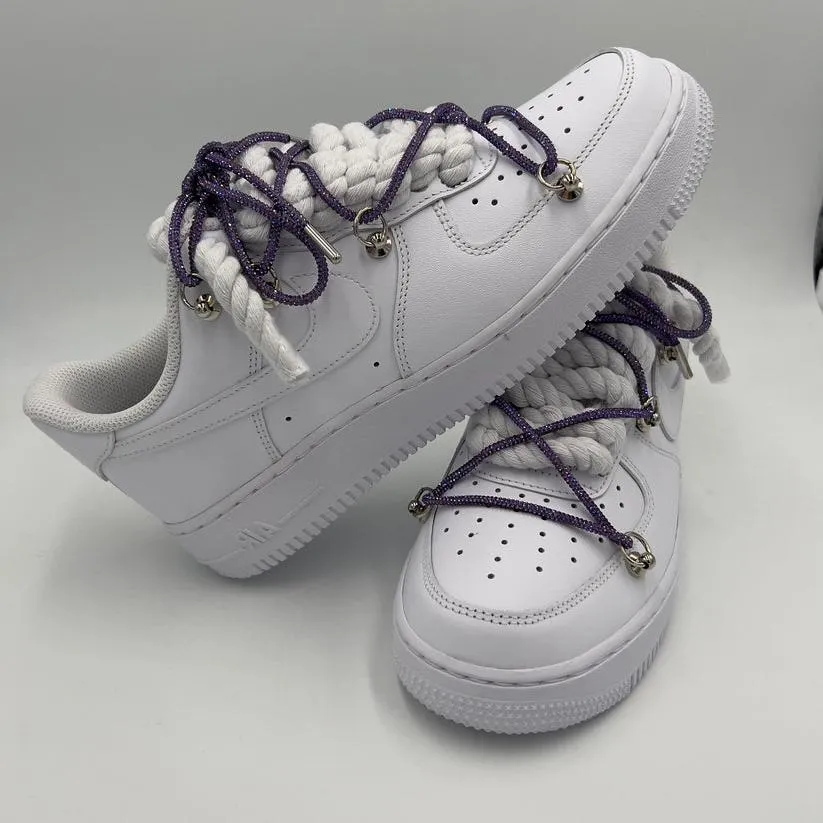 Nike Air Force 1 ??Rope Laces White?? Triple Crystal Purple Earth Tone