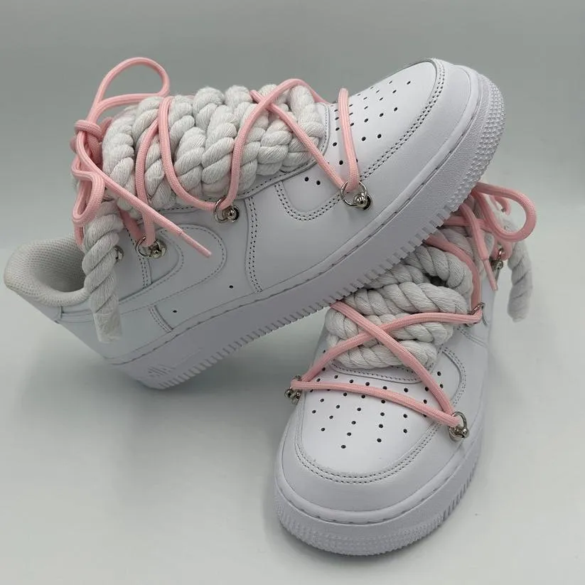 Forest Mood Angel Mood Nike Air Force 1 ??Rope Laces White" Triple Pink
