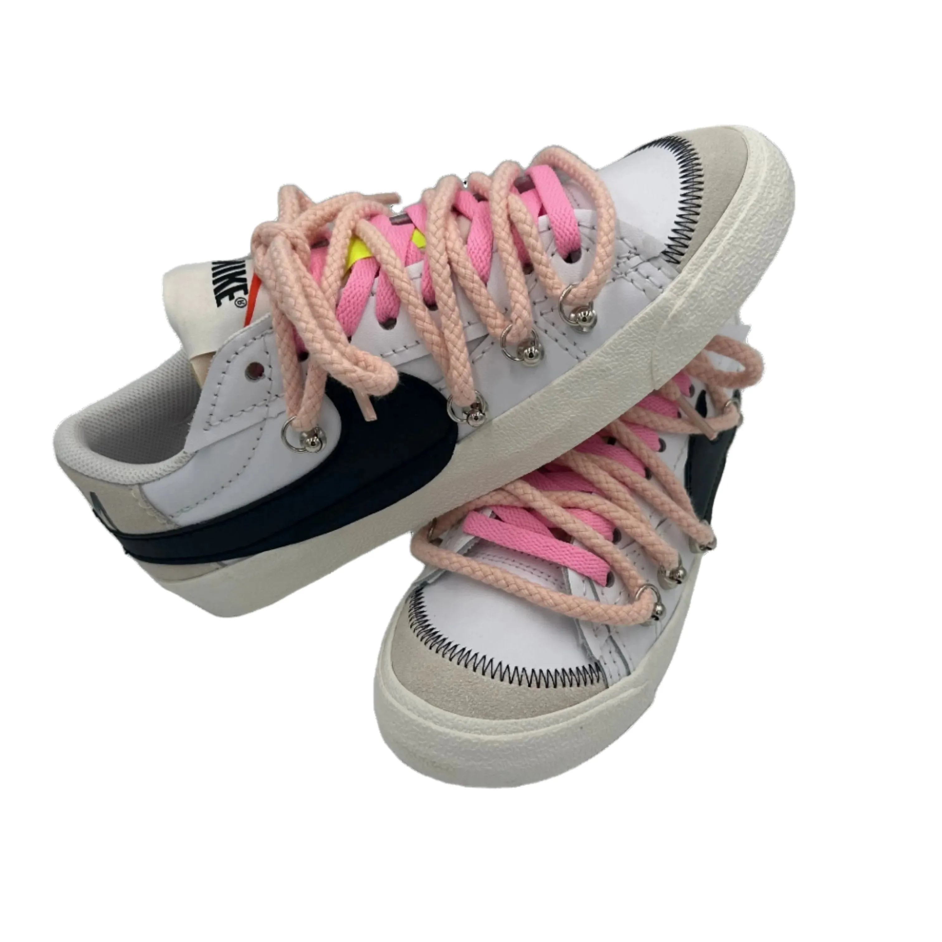 Nike Blazer Low '77 Jumbo White & Pink ??Over Laces Rope Pink" Work Life Pure Black