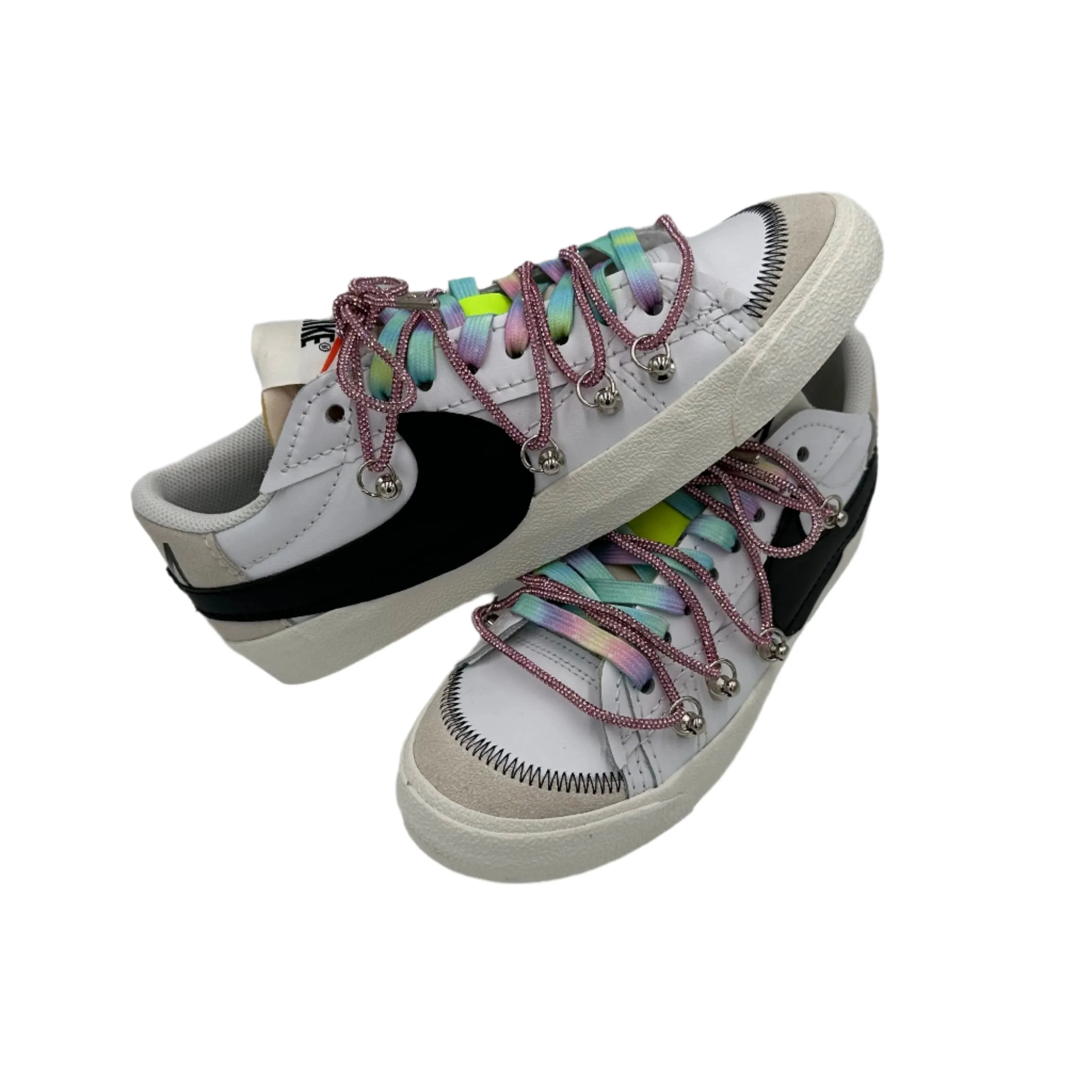 Sole Soft Nike Blazer Low '77 Jumbo White & Rainbow ??Over Laces Crystal Pink"