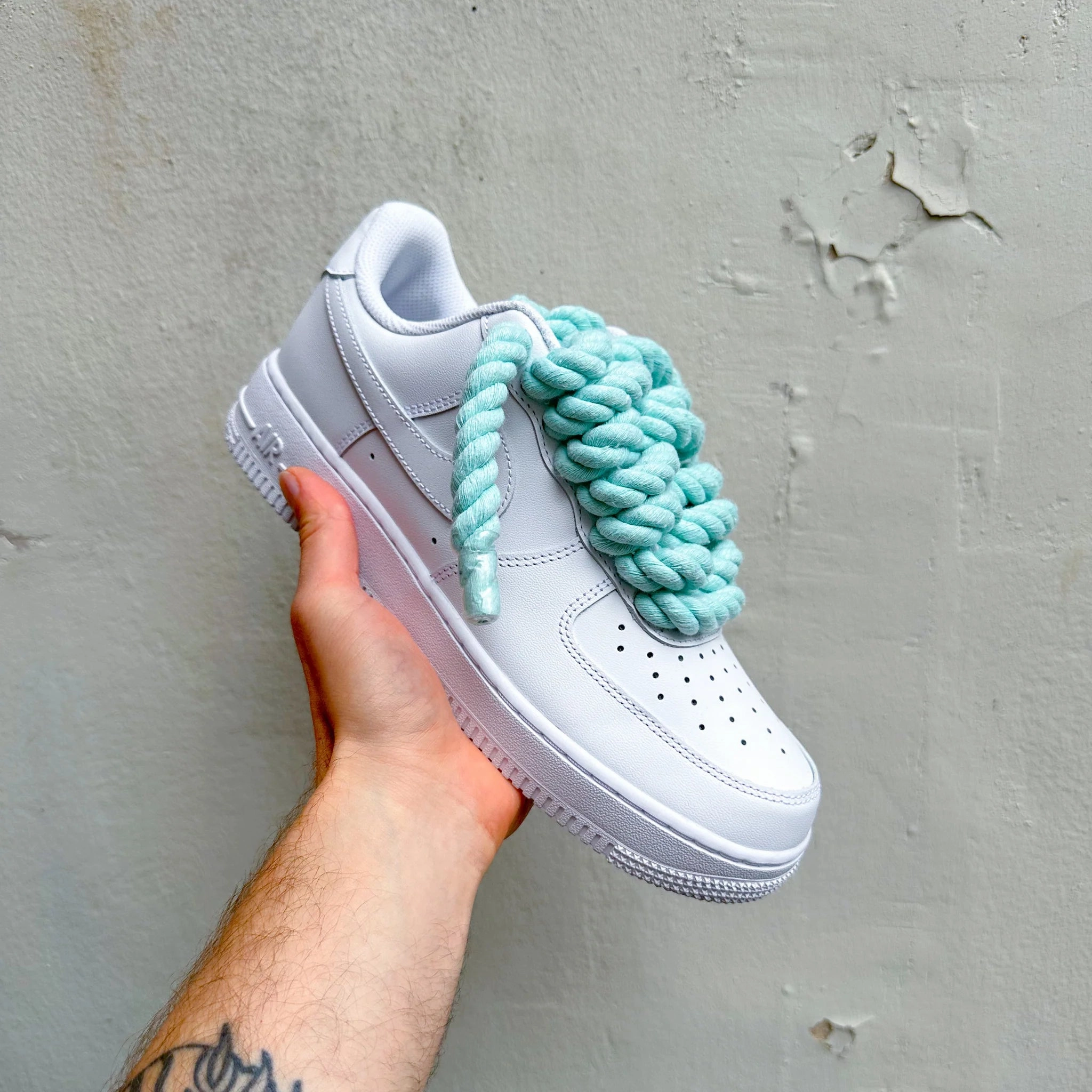 Slip Resistant Nike Air Force 1 ??Rope Laces Turquoise??