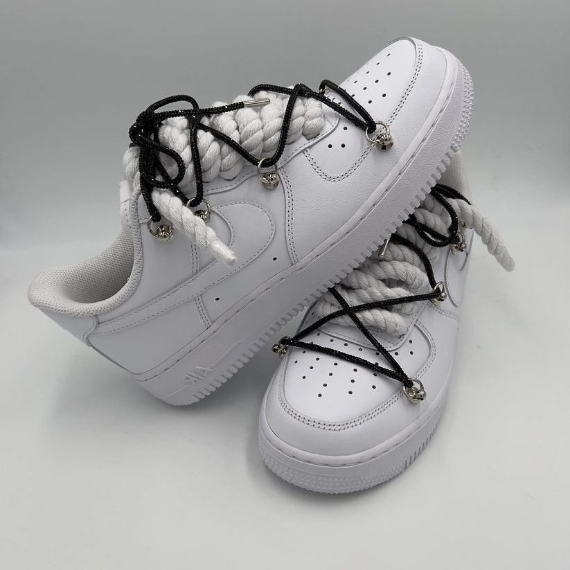 Boat Walk Nike Air Force 1 ??Rope Laces White?? Triple Crystal Black
