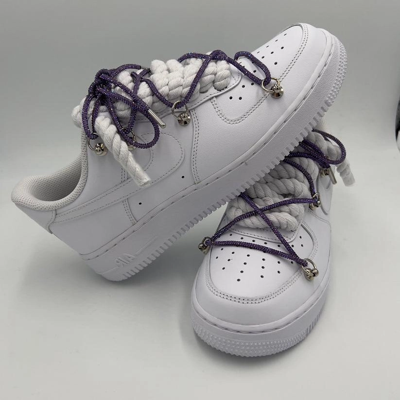 shape fit Skin Soft Nike Air Force 1 ??Rope Laces White?? Triple Crystal Purple