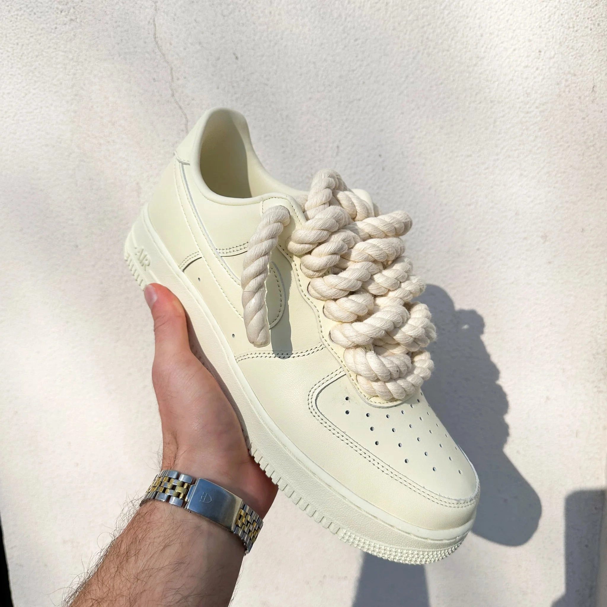 Italian Glam sports Nike Air Force 1 "Rope Laces" CREAM V1's