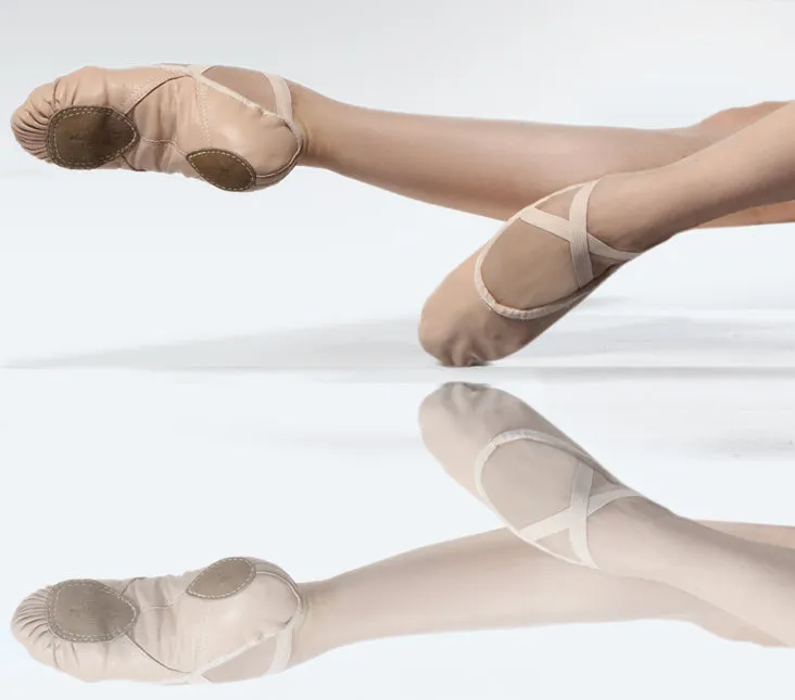Odette -- Leather Split Sole Ballet -- Salmon Dance Mode Toe box