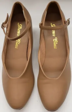 1.25" Chanel -- Women's Closed Toe Practice Ballroom Shoe -- Tan Petite Fit