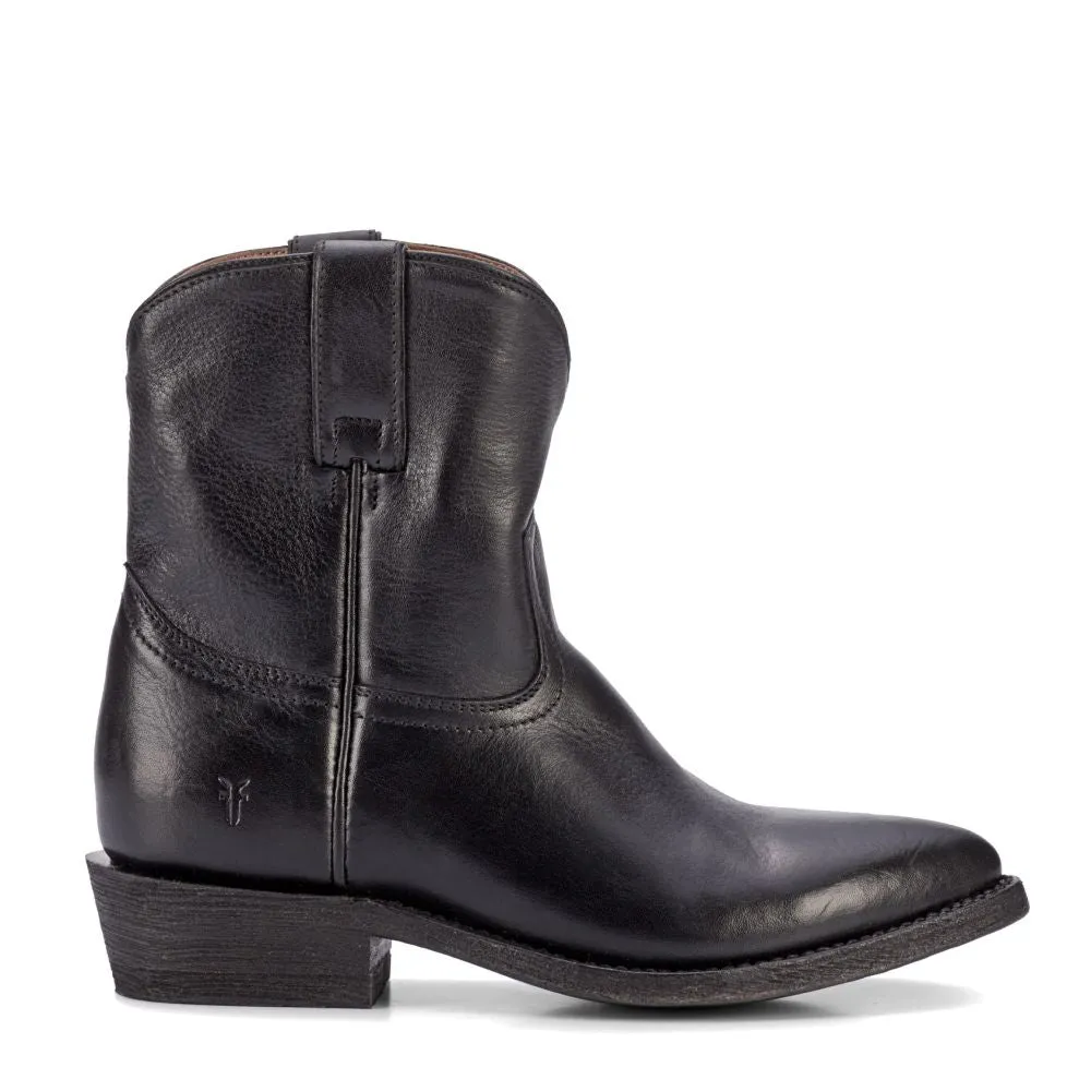 Every Step Strong Grip Padded-Comfort Frye Women's Billy Short in Black/Soft Tumbled Leather