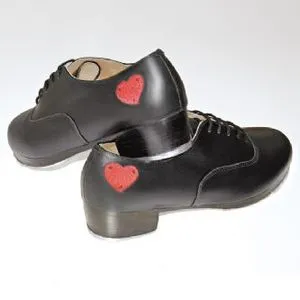Pam -- Women's Professional Tap Shoe with Hearts -- Black Tech Glow