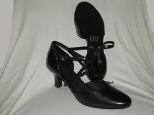 Rock Guard 2.5" Simona --Women's X-Strap, Closed Toe Ballroom Shoe -- Black