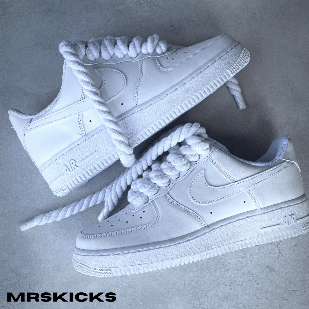 Custom White Rope Airforce 1 Suede Soft Teen Edge