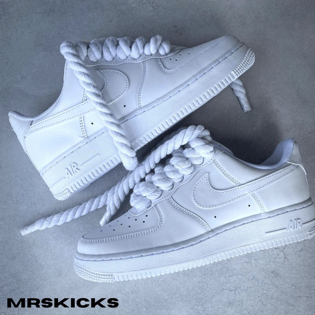 Custom White Rope Airforce 1 Suede Soft Teen Edge