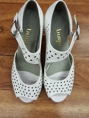 Boat Walk Team Match 3" Onyx -- Women's Flare Heel Latin Sandal -- White