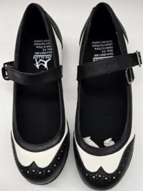 Cactus Cool Leather Mary Jane -- Suede Sole Strap -- Black/White