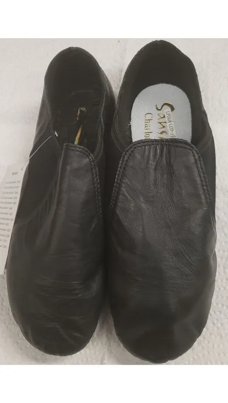 spring fresh Nicolette -- Leather Split Sole Jazz Slip-on -- Black