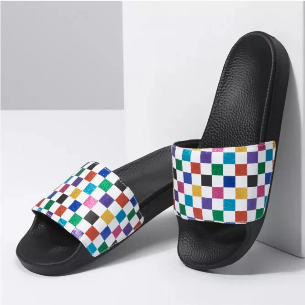Vans Women's Glitter Slide-On in Checkerboard-Multi Velvet Rich Fast Go