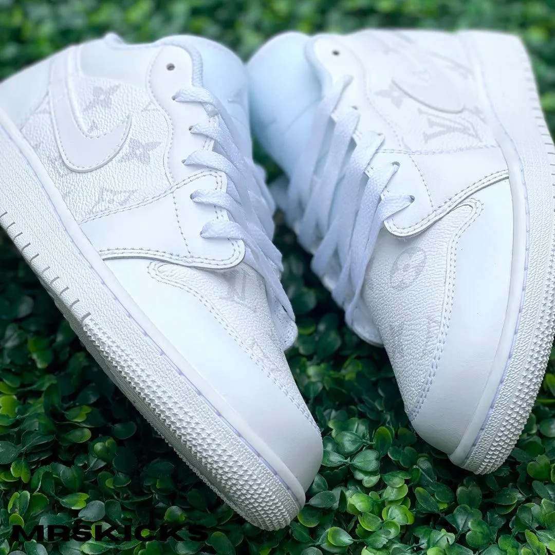 Dust Guard Custom White Lv Jordan 1 Low