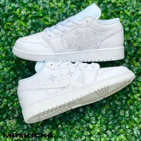 Custom White Lv Jordan 1 Low Joy Mood Formal Mode
