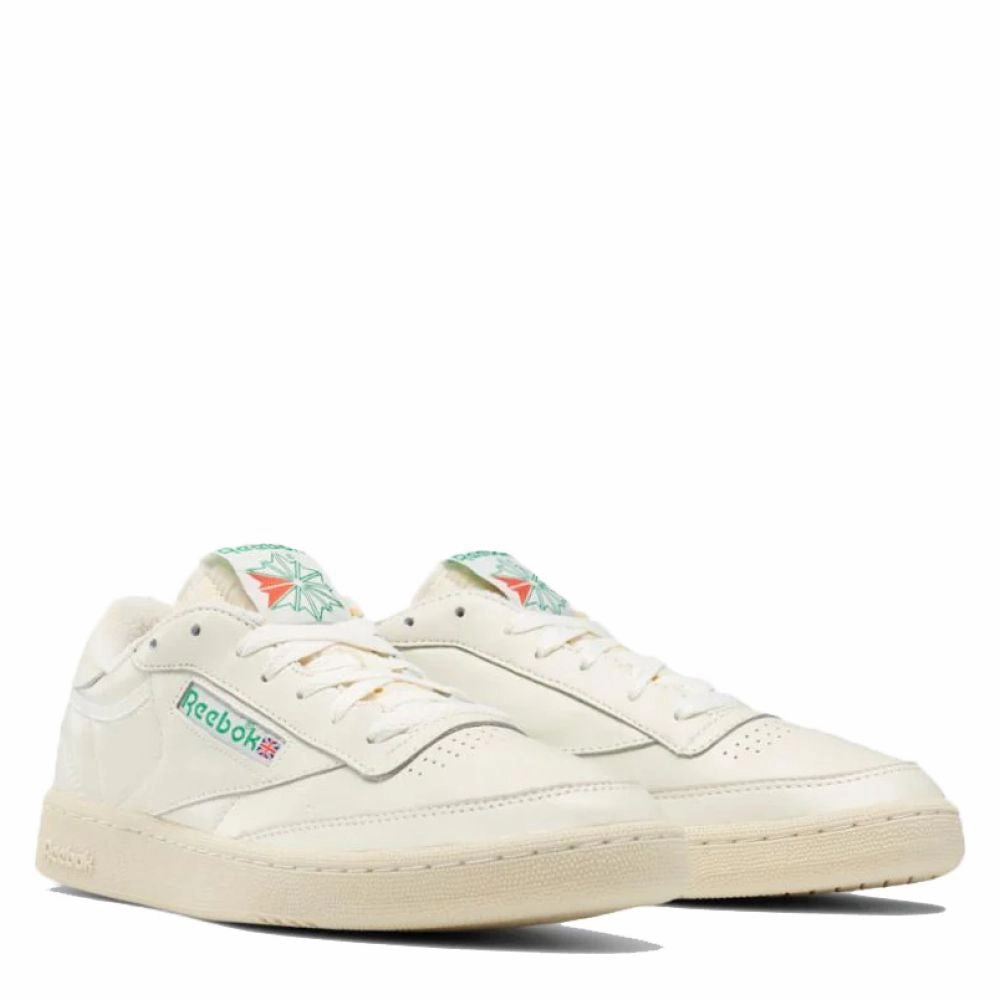 Reebok Club C 85 Vintage in Chalk/Paper White/Green Every Step Leather