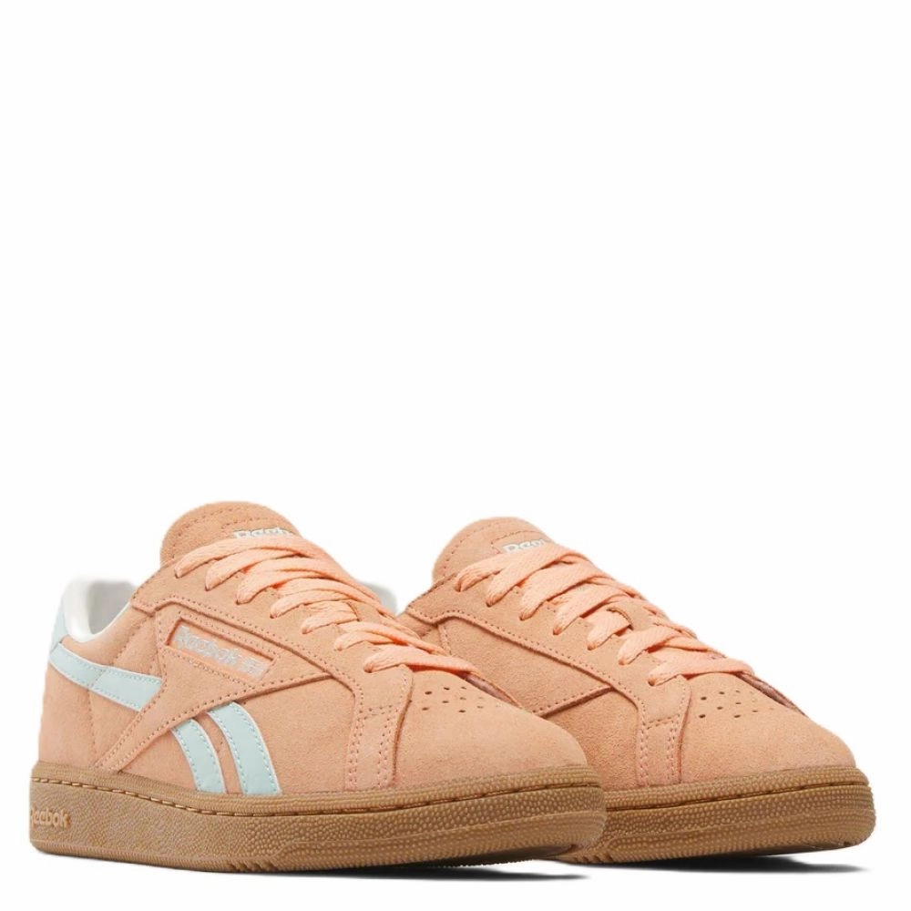 Celebrity Vibe Global Fit Reebok Women's Club C Grounds UK in Sun Kissed Orange/Glitch Aqua/Chalk White