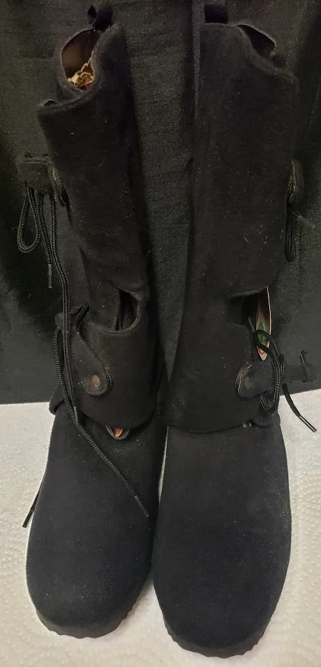 Shock Pad Renaissance -- Women's Flat Heel Boots -- Black Suedine