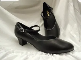 1.5" Donna -- Instep Strap Ballroom Shoe -- Black Swift Glide