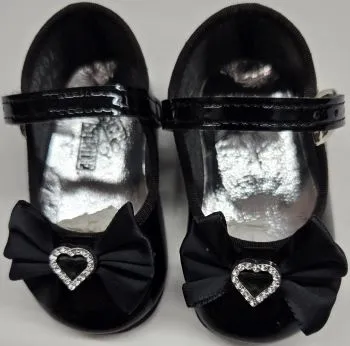 Rosia -- Infant's Mary Jane Strap Shoe -- Black Patent Block Walk On Trend