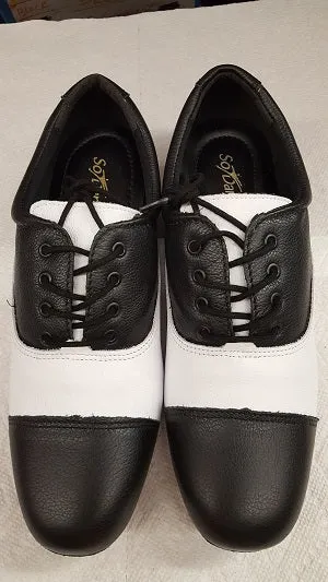 Roy -- Men's Cap Toe Ballroom Oxford -- Black/White Tech Glow Stone Gray