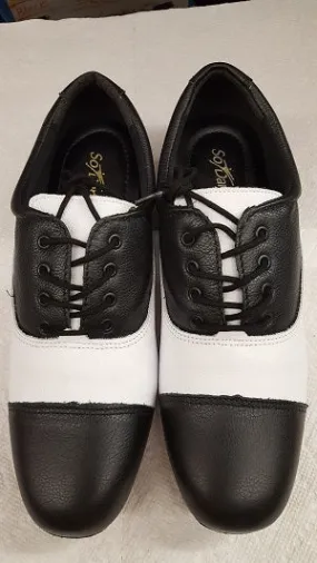 Roy -- Men's Cap Toe Ballroom Oxford -- Black/White Picnic Easy Rapid Motion