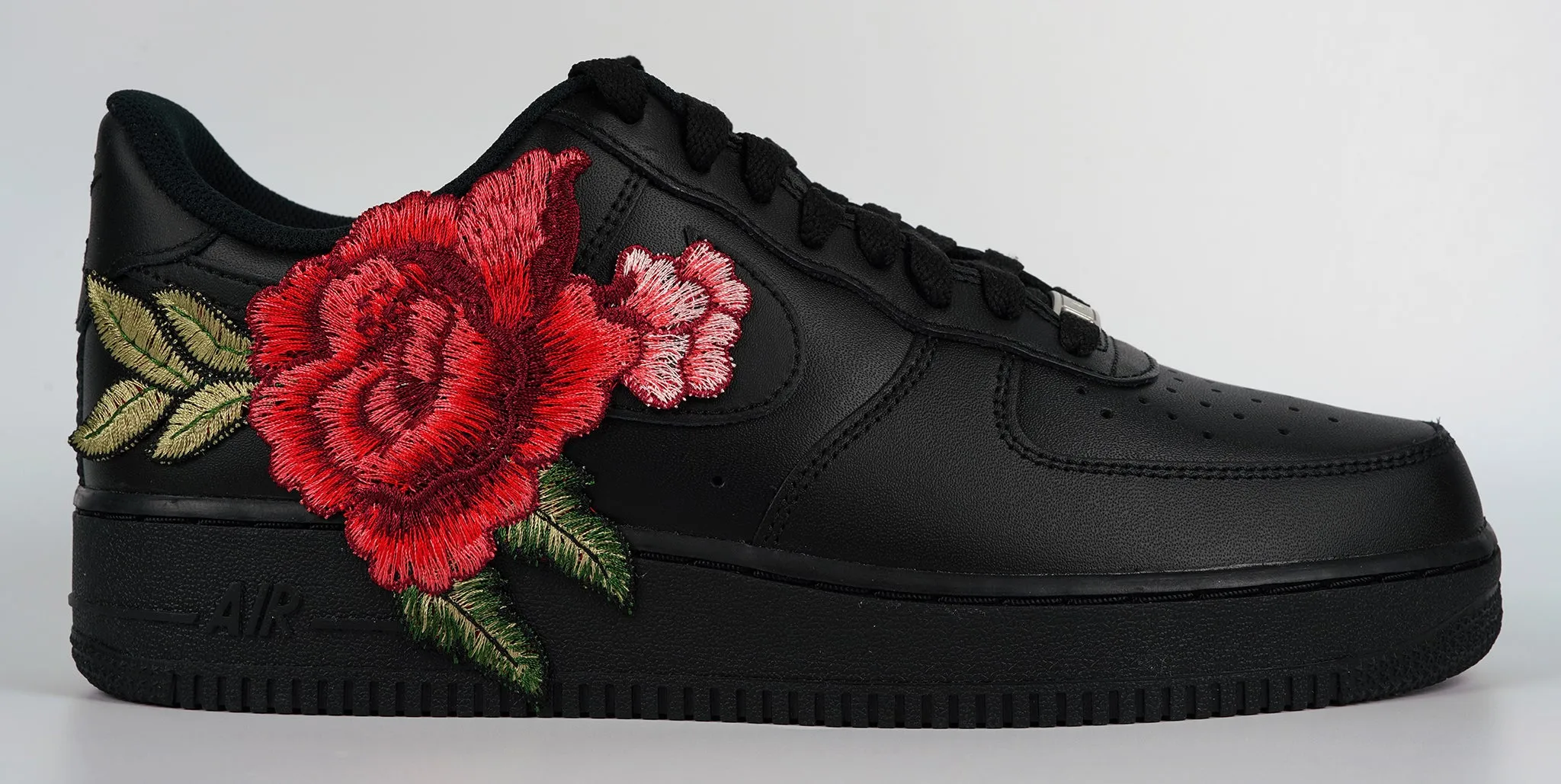 Air Force 1 Custom Low Red Rose Flower Floral Black Shoes Men Women & Kids All Sizes AF1 Sneakers Magic Mood